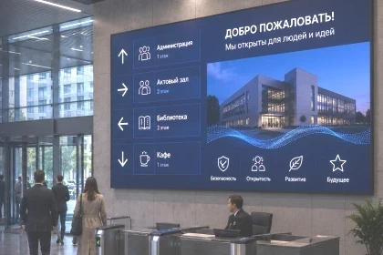 LED-экран для входной группы: навигация и имидж